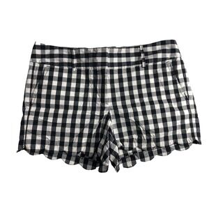 Ann Taylor Shorts Women's Size 12 Black White Checkered Scalloped Hem Check